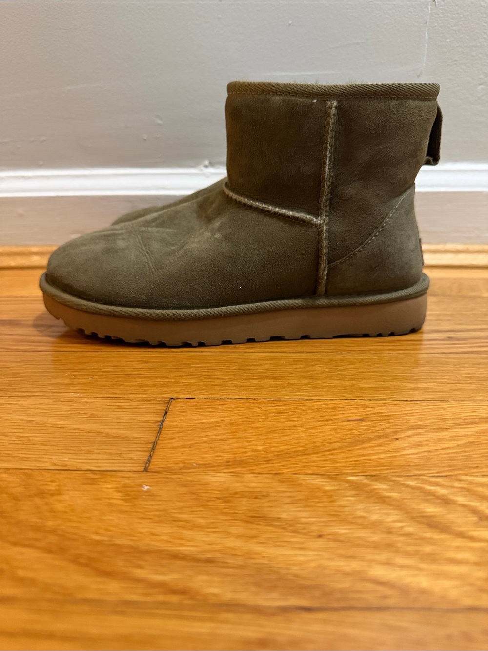 UGG Olive Green Classic Mini Shearling Ankle Boots - Picture 3 of 6